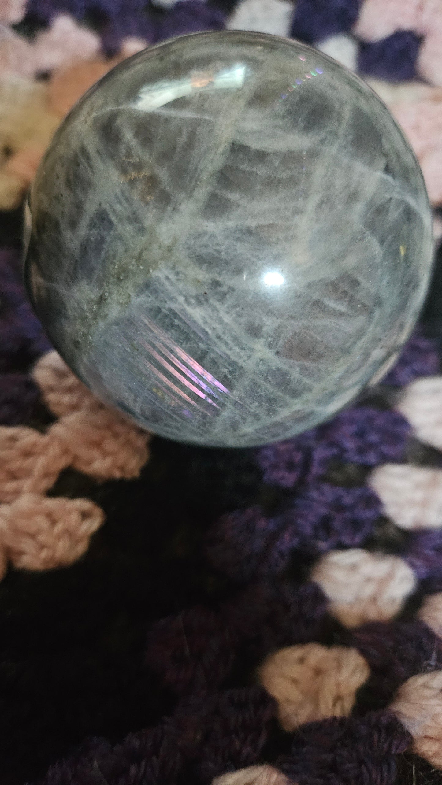 Labradorite Sphere With Pink and Purple Flash